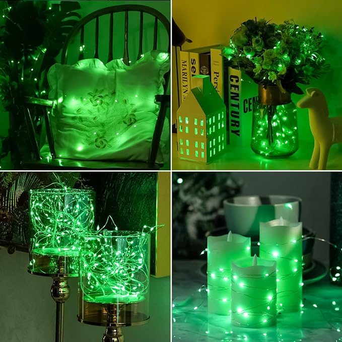 HXWEIYE 6 Pack Green Fairy Lights Battery Operated, 7ft 20LED Mini Fairy String - Image 2