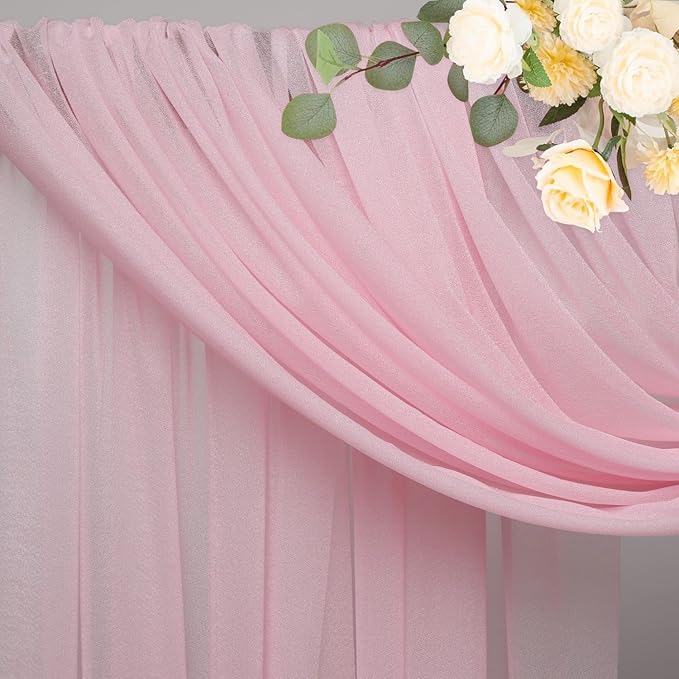 Wokceer Wedding Arch Draping Fabric 6 Panels 28.7" x 20FT Blush Pink Drapes - Image 4