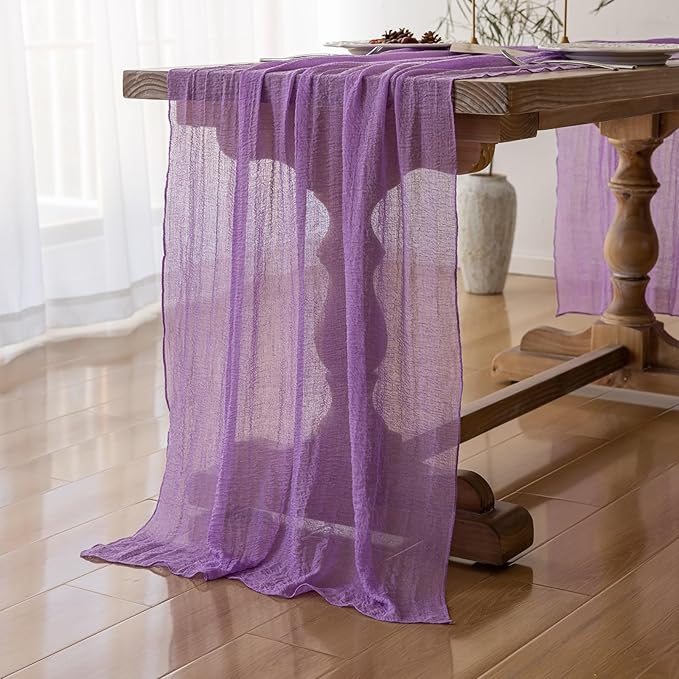 Table Runner Lavender Gauze Rustic Boho Lilac Cheesecloth Grape Table Runner - Image 2