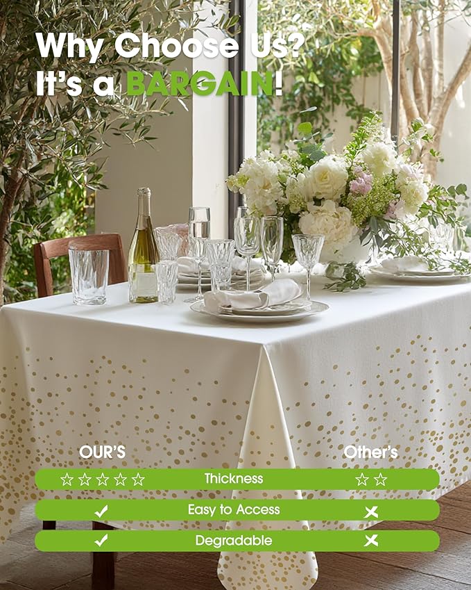 Pureegg Plastic Table Cloth Disposable 10 Pack, 54 x 108 Inch Table Cloths - Image 6