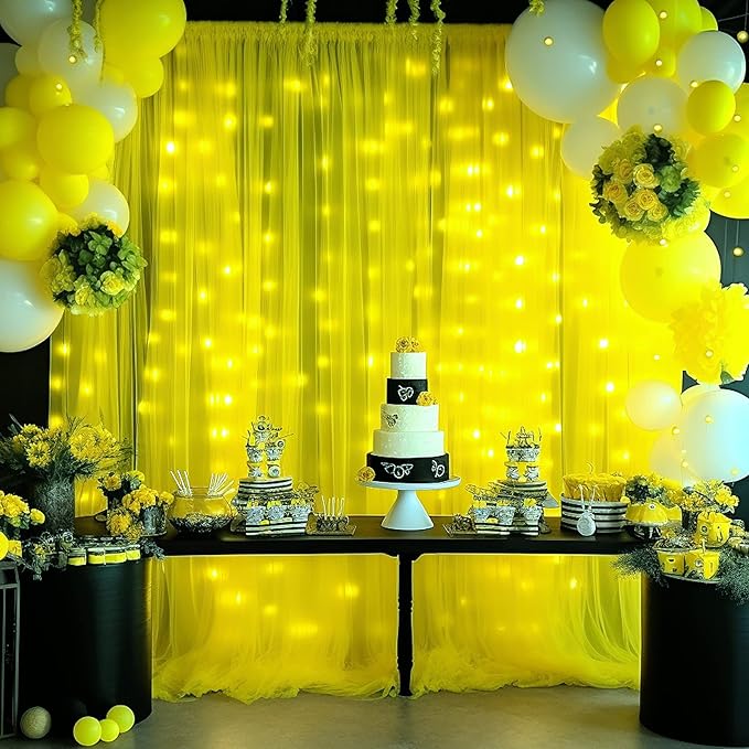 Yellow Tulle Backdrop Curtains - Image 3