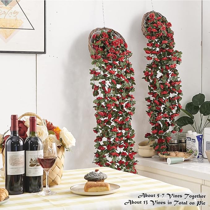 6 Pcs x 8.2 ft Flower Garland Artificial Rose Vine Flowers - Image 2