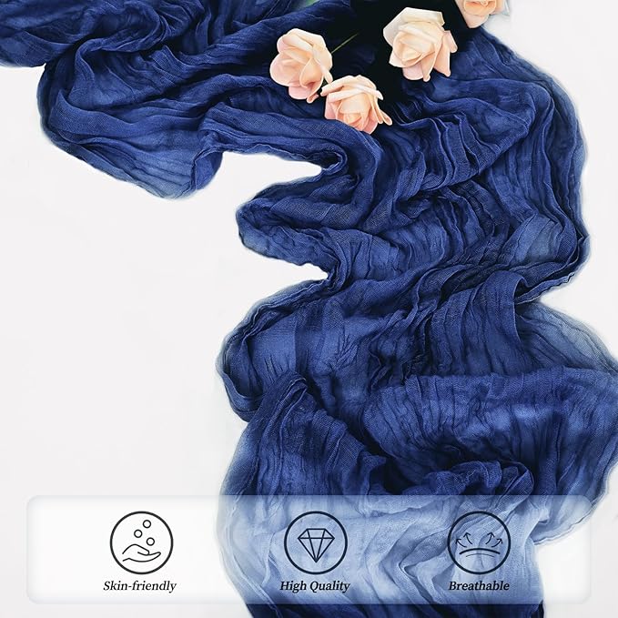 10FT 6 Pack Royal Blue Cheesecloth Table Runner 20 x 120 Inch Long Rustic Gauze - Image 5