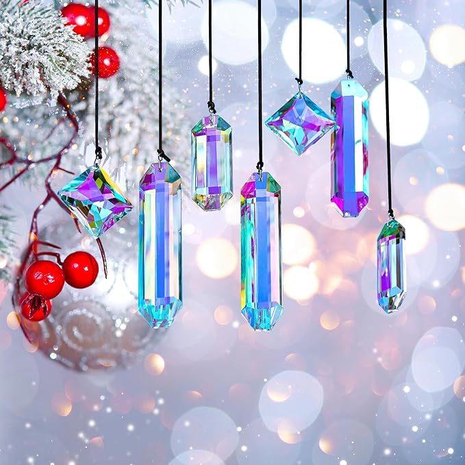 Crystal Prisms Ornament for Christmas Tree, 7 Pack Icicle Ornaments A/B Color - Image 5