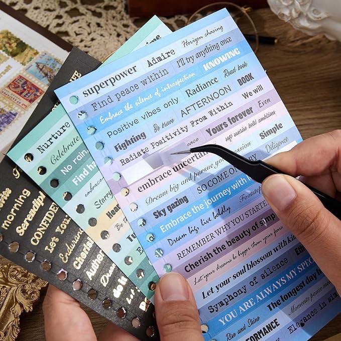 2500+ Pcs Word Stickers for Journaling, 50 Sheets Quote Sticker Gold Foil Art - Image 6