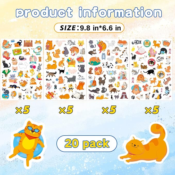 Cute Cat Stickers Kitty Decal Sticker 685 Counts Party Gifts Goodie Bags Decor - Image 4