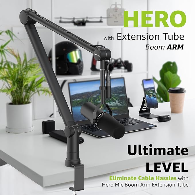 IXTECH Boom Arm Mic Stand with Extension Tube Upgraded Microphone Arm - Image 4