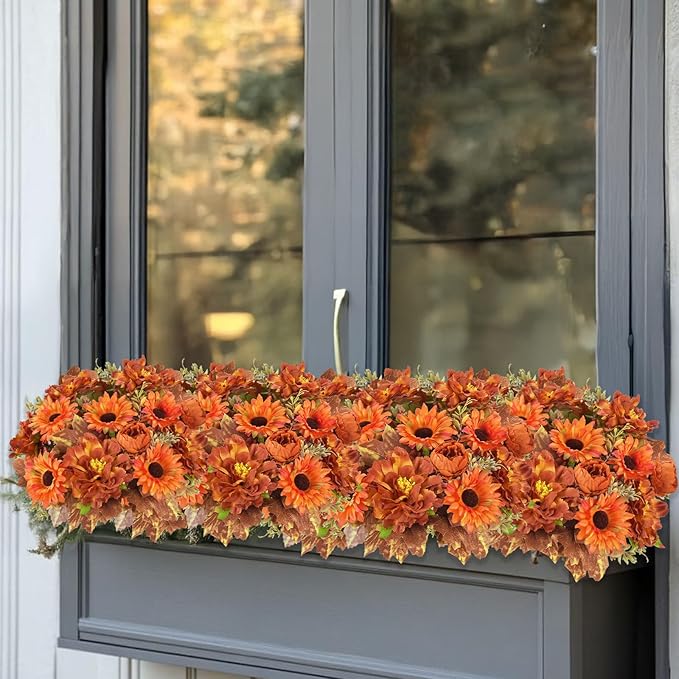 6 Pcs Fall Flowers Artificial for Decoration Silk Burnt Orange Flowers Fall - Image 6