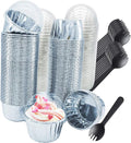 Foil Cupcake Liners with Lids 100Pack, Free-Air 3.5Oz Foil Baking Cups Mini by Free-Air