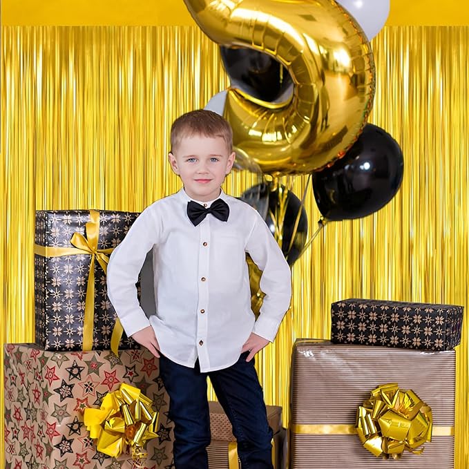 Gold Foil Fringe Curtain 3.3×8.3FT 2 Packs, Metallic Tinsel Curtains Party - Image 4