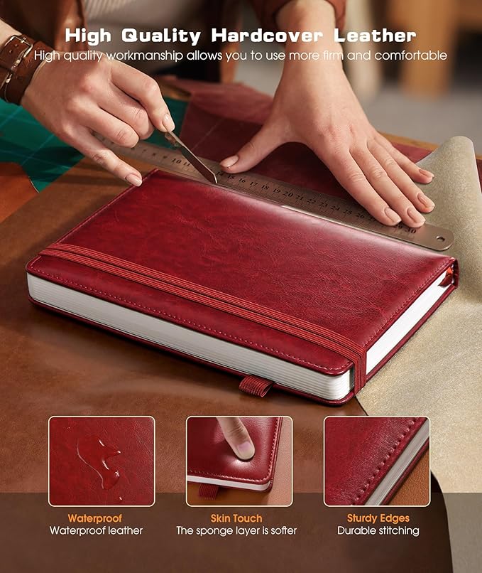 Lined Journal Notebook for Women Men, 256 Numbered Pages Hardcover Leather - Image 2