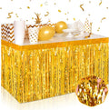 3 Pack 29 x108 Inch Gold Foil Fringe Table Skirts Metallic Banner by Mebiornt