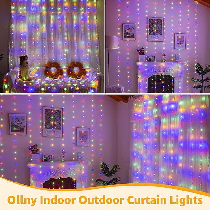 Ollny Curtain Lights 600LED 19.7ft x 9.8ft, IP67 Waterproof Outdoor Curtain - Image 6
