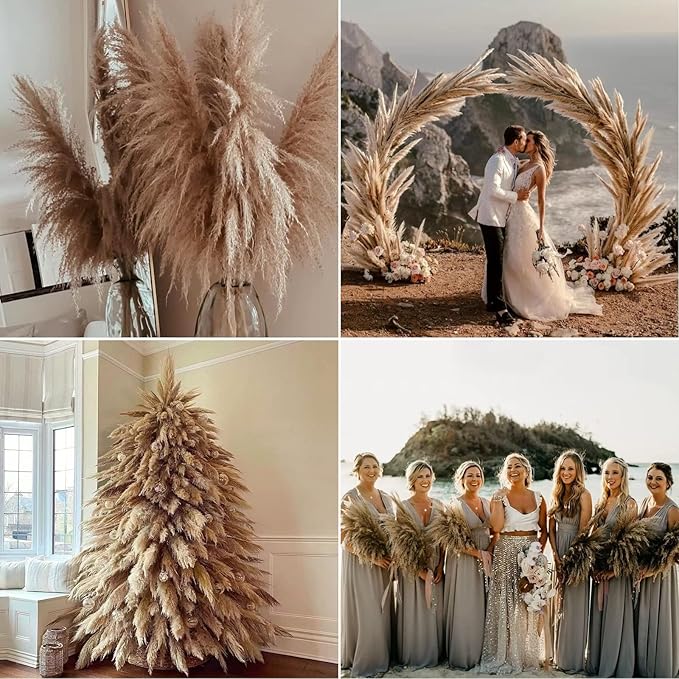 9 Stems Pampas Grass Decor Tall 48''/4 FT, Long Fluffy Dried Pompas Grass - Image 6