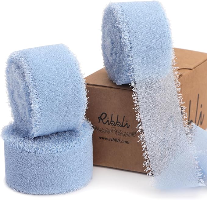 Ribbli Light Dusty Blue Ribbon 1 Inch x 3 Rolls Total 24 Yards Light Blue by Ribbli