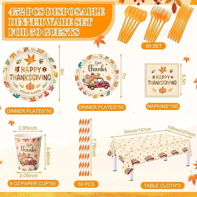 452 Pcs Happy Thanksgiving Party Decorations - Image 2