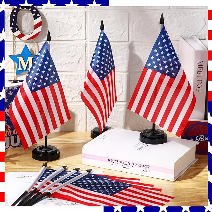 50 Pcs American Desk Flag Set Small USA Flags - Image 2