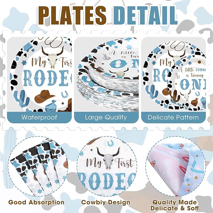 452 Pcs First Rodeo Decorations Boy - Image 2