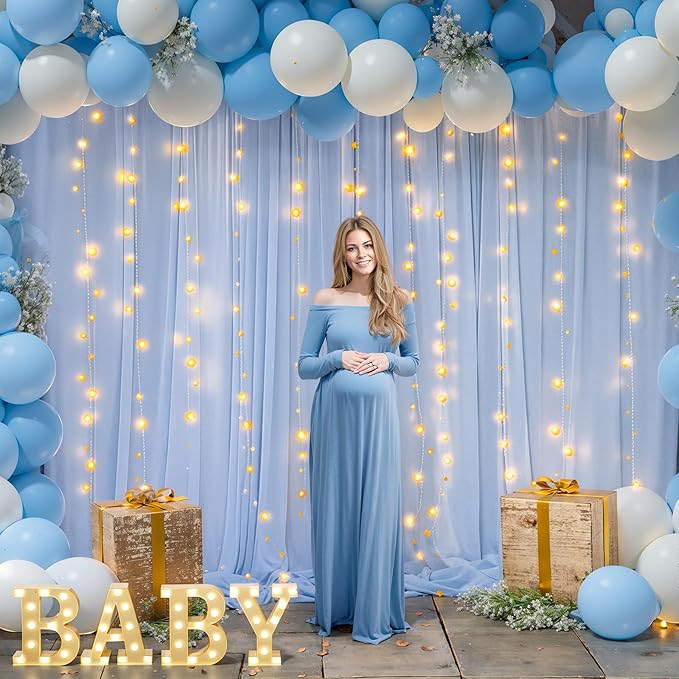 10ft x 7ft Baby Blue Chiffon Backdrop Curtain - Image 6