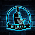 Custom Bourbon Cigar Metal Wall Art LED Light Personalized Whiskey Smoke Sign by soulglass