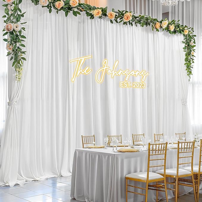 10ft x 10ft Cream White Backdrop Curtains, Wrinkle-Free Sheer Chiffon Fabric - Image 6