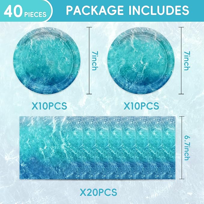 40pcs Ocean Themed Birthday Party Decorations Under the Sea Party, Ocean Waves - Image 2