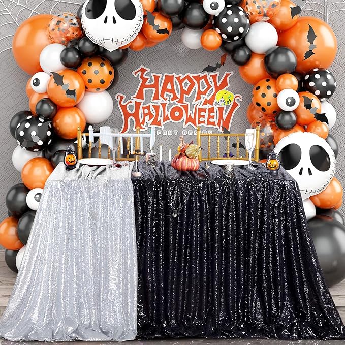 QueenDream Tablecloth 90x156 Rectangle Sequin Tablecloth Black Wedding Table - Image 3
