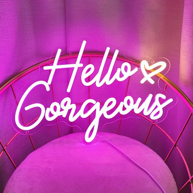 Hello Gorgeous Neon Signs Hello Gorgeous Wall Decor, Hello Gorgeous Bathroom - Image 2