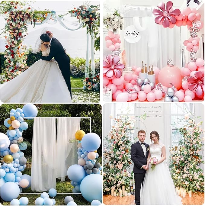 Asee'm 6.6FTx6.6FT White Wedding Arch Backdrop Stand Square Metal Rectangular - Image 6