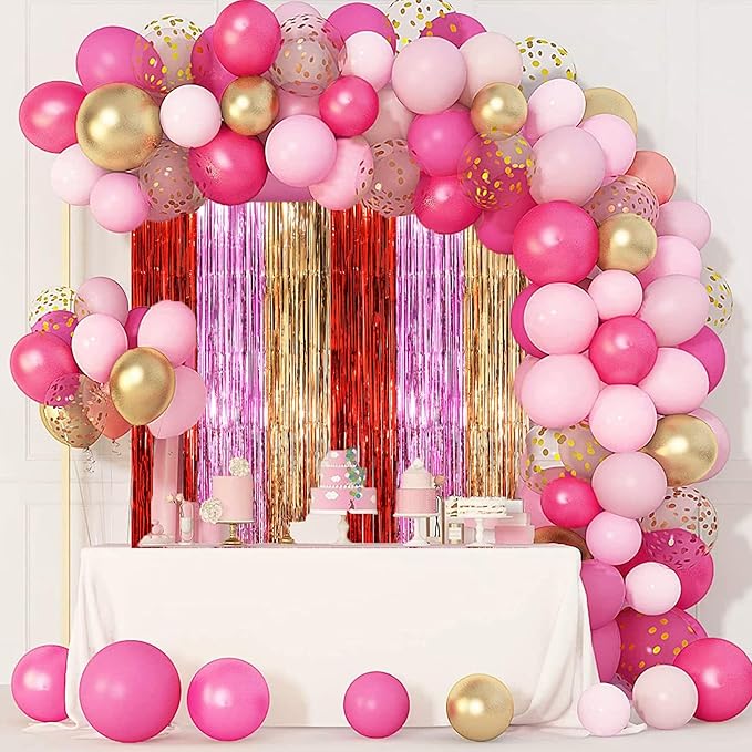2 Pack Valentine Foil Fringe Backdrop Curtains, Tinsel Streamers Party - Image 5