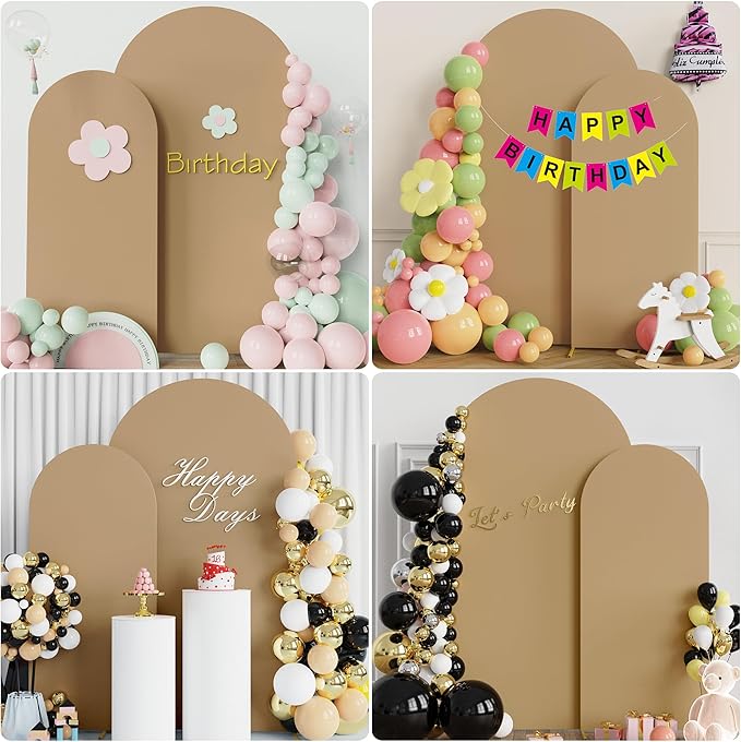 Fomcet Wedding Arch Cover 7.2FT, 6FT Khaki Spandex Fitted Fabric Arch Backdrop - Image 5