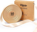 Light Champagne Satin Ribbon 7/8 Inch x 50 Yards Double-Faced Polyester Ribbons by Keypan