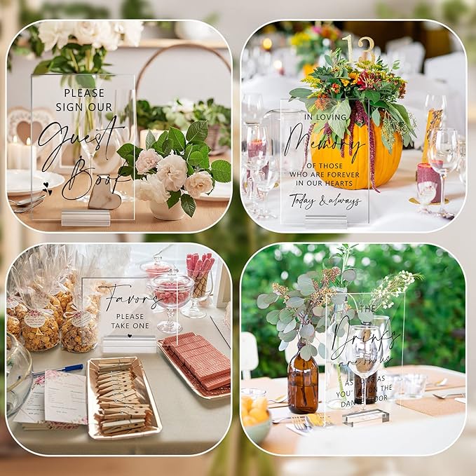 Weysat 6 Pcs Clear Acrylic Wedding Signs - Image 7