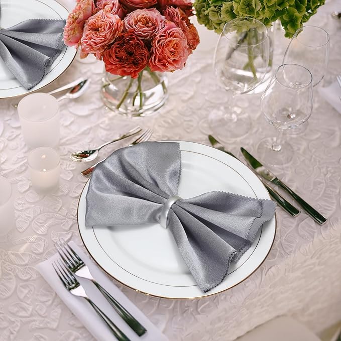 KPOSIYA Napkin Rings Set of 8, Metal Silver Napkin Rings Bulk - Image 5