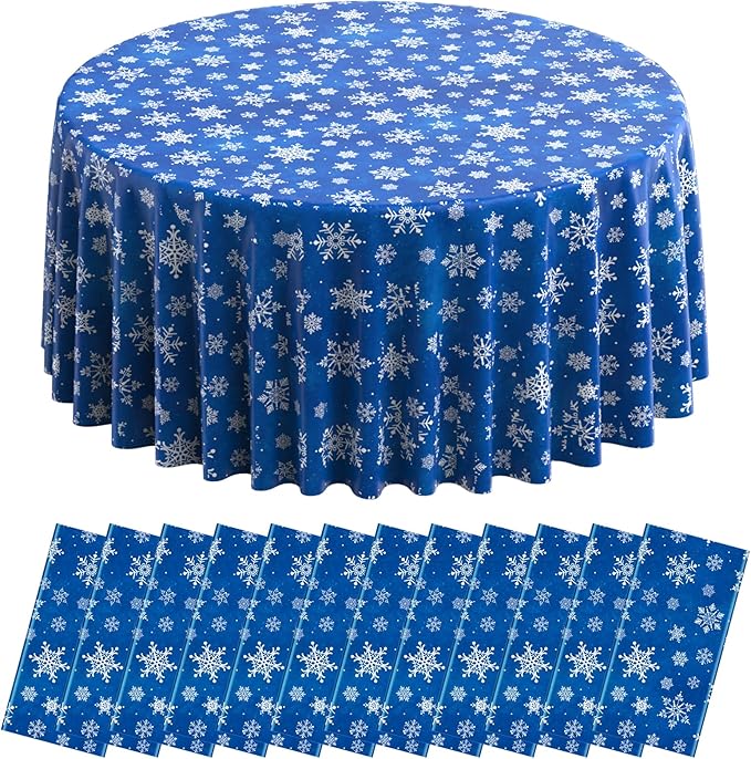 Jectivs 12 Pieces Christmas Snowflake Plastic Party Tablecloth Decorations by JectivsPartyDecorations