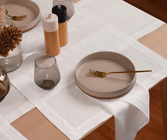 100% Pure Linen White Placemats 14 x 19 Inch - Image 2