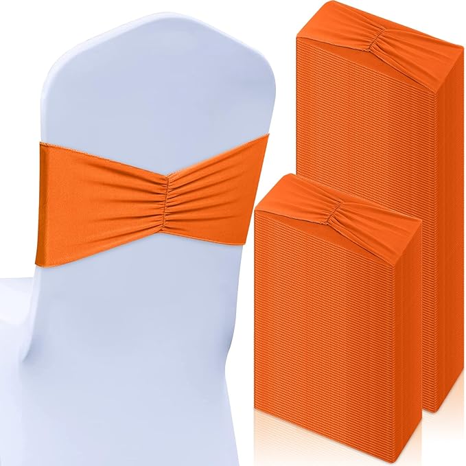 Moukeren 100 Pcs Spandex Chair Sashes Bows Bands Slider Sashes by Moukeren