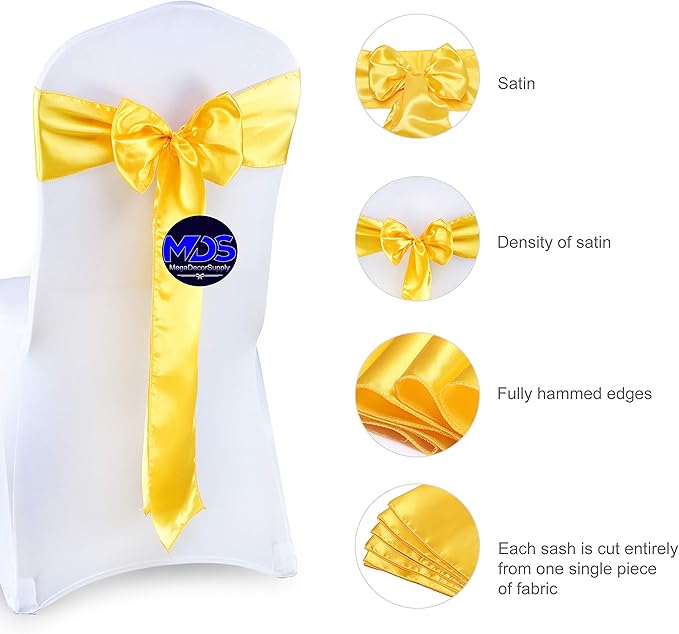 MDS Pack of 125 PCS Satin Chair Sashes Charmeuse Sateen Dining Chair Bows - Image 6