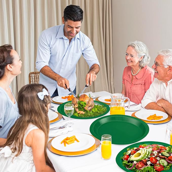 QZYL 50 Count Paper Plates, 12.2'' X 10.2'' Large Green Oval Plates, Daily - Image 6