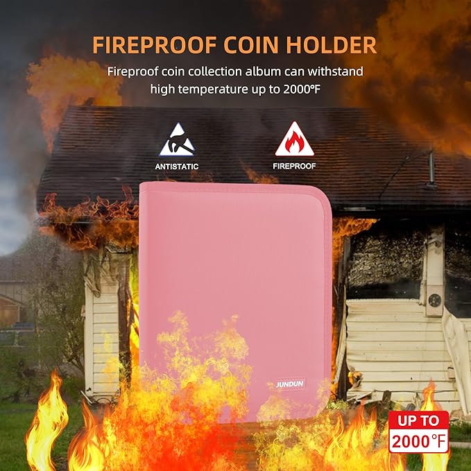 Coin Collection Book for Collector, 260 Pockets Fireproof Coin Collection - Image 2