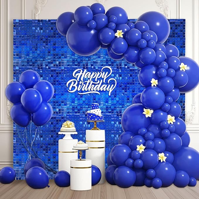 24PCS Royal Blue Shimmer Wall Backdrop, Laser Square Sequin Photo Backdrops by ZEBMOON