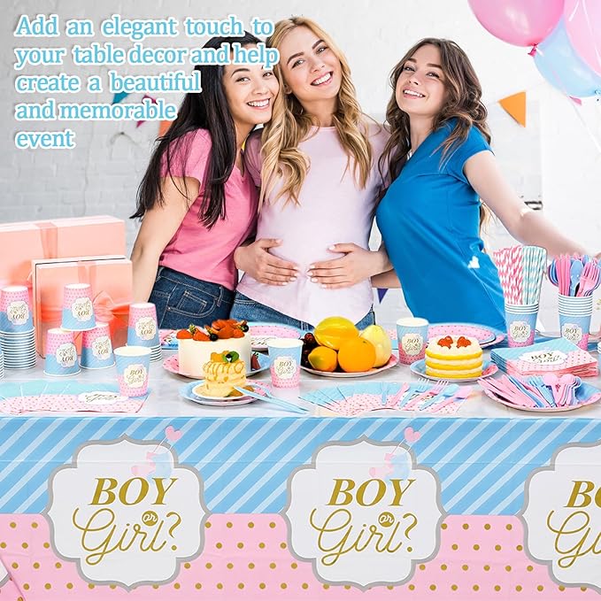 452 Pcs Gender Reveal Party Decorations Include Boy or Girl Paper Plates - Image 5