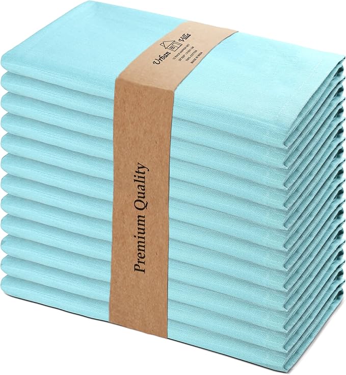 Urban Villa Easter Napkins Aqua Color Cloth Napkins Oversized 20x20 Inches 100% by CottonTrends