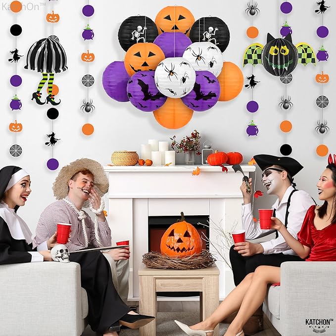 KatchOn, Halloween Hanging Paper Lanterns Set - Image 6