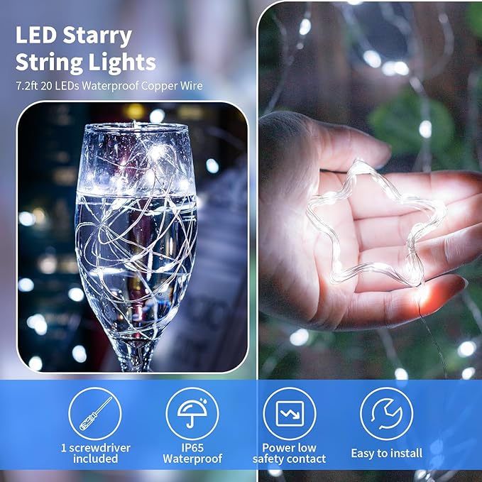 TingMiao Cool White Fairy String Lights Battery Operated LED Starry Lights - Image 3