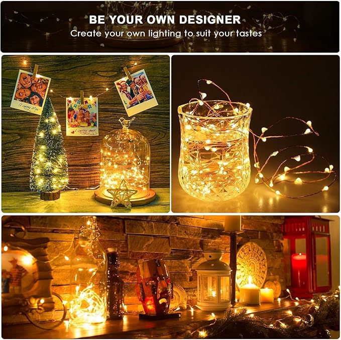 ANJAYLIA 4 Pack Fairy Lights 33ft 100 LED String Lights Battery Operated Mini - Image 4