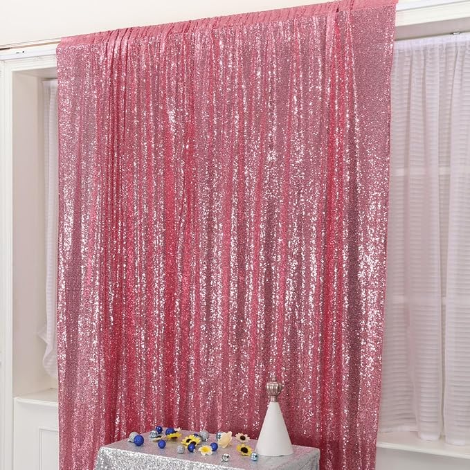 Poise3EHome Fuchsia Pink Sequin Backdrop, 6Ft x 8Ft Glitter Photography - Image 2