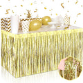 3 Pack 29 x108 Inch Light Gold Foil Fringe Table Skirts Metallic Banner by Mebiornt
