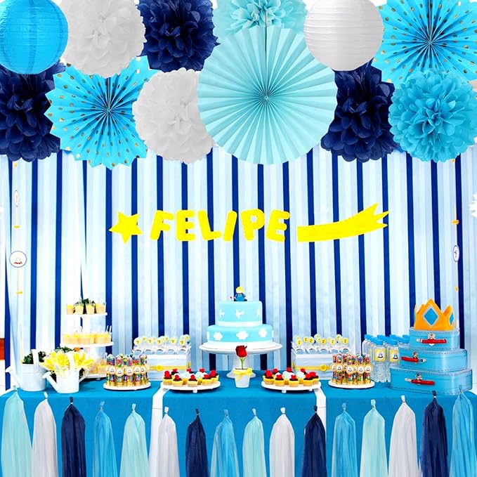 Light Royal Navy-Blue White Party-Decorations - Image 7