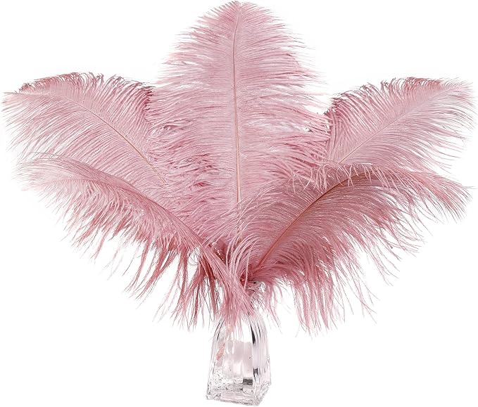 12pcs Natural Lotus Pink Ostrich Feathers 12-14inch - Image 9